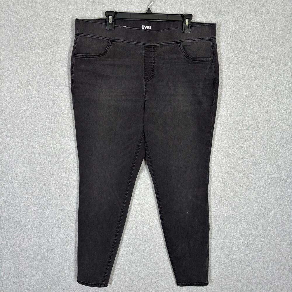 EVRI Jeans 16W Charcoal Skinny Jegging Ankle Faded‎ Moto Witchy Classic Casual